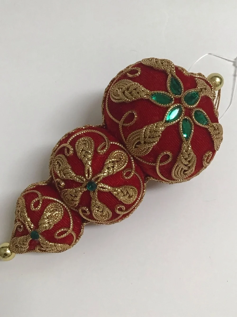 Victorian Look Christmas Tree Ornaments SET OF 3 Red Velvet Gold Trim Boots NEW
